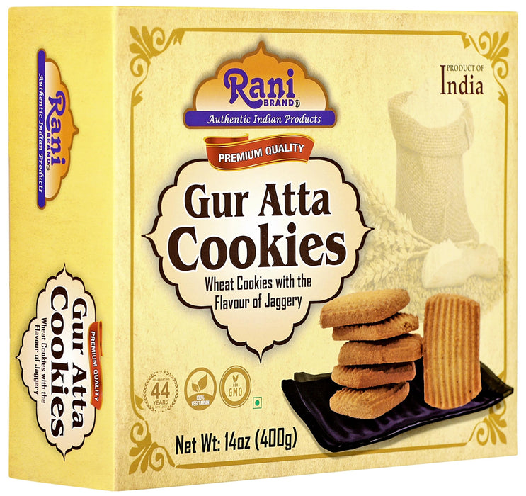 Rani Gur Atta Cookies (Wheat Cookies with the Flavor of Jaggery) 14oz (400g) Premium Quality Indian Cookies ~ All Natural | Vegan | Non-GMO | Indian Origin