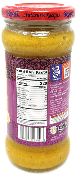 Rani Korma Curry Vegan Simmer Sauce (Rich Coconut, Onion, Garlic & Spices) 14oz (400g) Glass Jar ~ Easy to Use | Vegan | No Colors | All Natural | NON-GMO | Gluten Free | Indian Origin