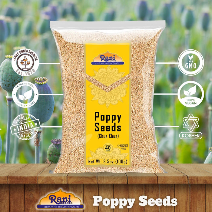 Rani White Poppy Seeds Whole (Khus Khus) Indian Spice 3.5oz (100g) ~ All Natural | Vegan | Gluten Friendly | NON-GMO | Indian Origin