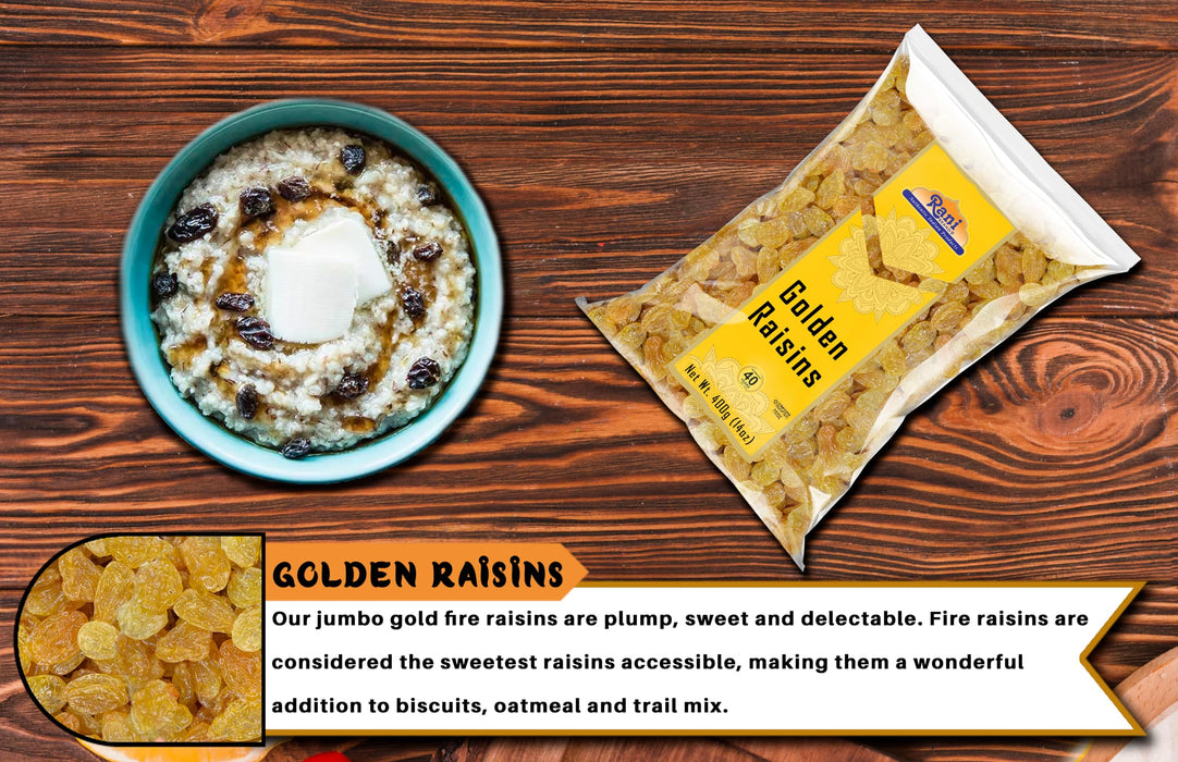 Rani Golden Raisins 14oz (400g) ~ All Natural | Gluten Friendly | NON-GMO | Kosher | Vegan | Indian Origin