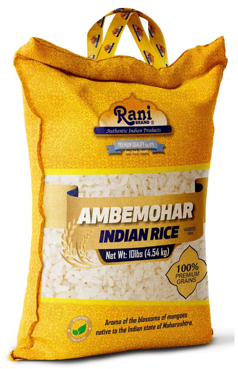 Rani Ambemohar Indian Rice 160oz (10lbs) 4.54kg Cloth Bag ~ All Natural | Gluten Friendly | Vegan | Kosher | Export Quality | Indian Origin