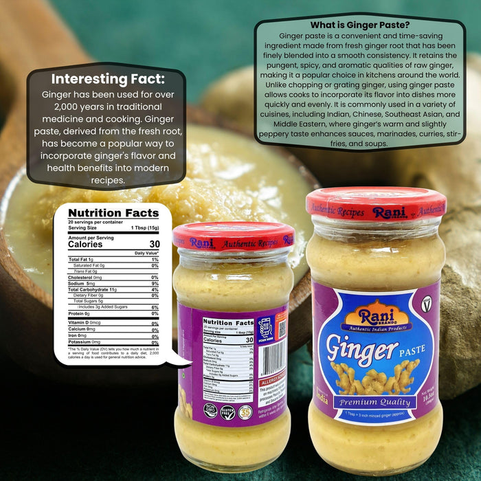 Rani Ginger Cooking Paste 10.58oz (300g) Glass Jar, Pack of 5+1 FREE ~ Vegan | Gluten Free | NON-GMO | No Colors | Indian Origin