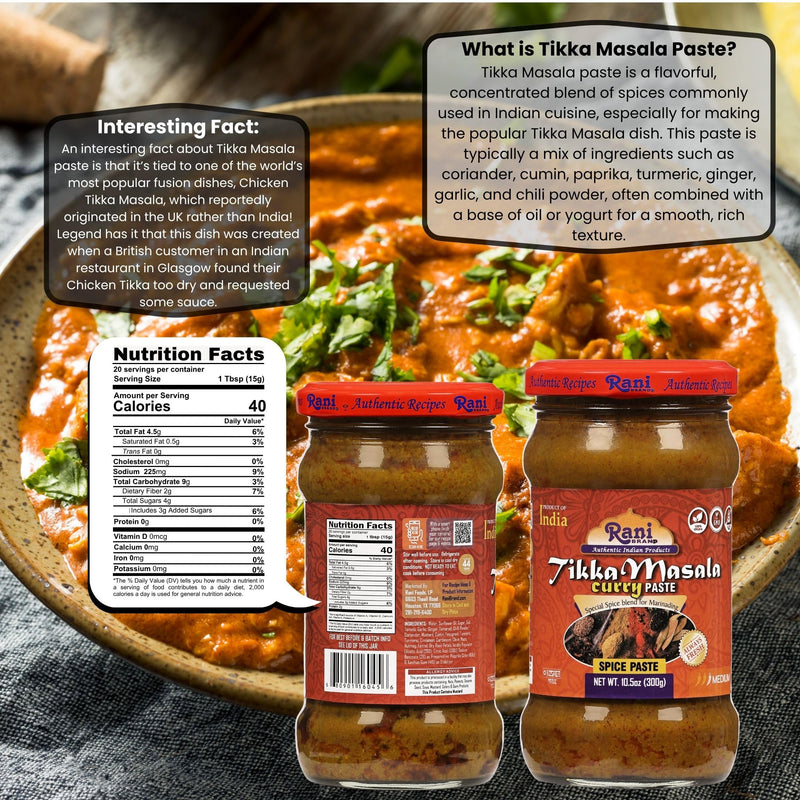 Rani Tikka Masala Cooking Spice Paste 10.5oz (300g) Glass Jar ~ No Colors | All Natural | NON-GMO | Kosher | Vegan | Gluten Free | Indian Origin