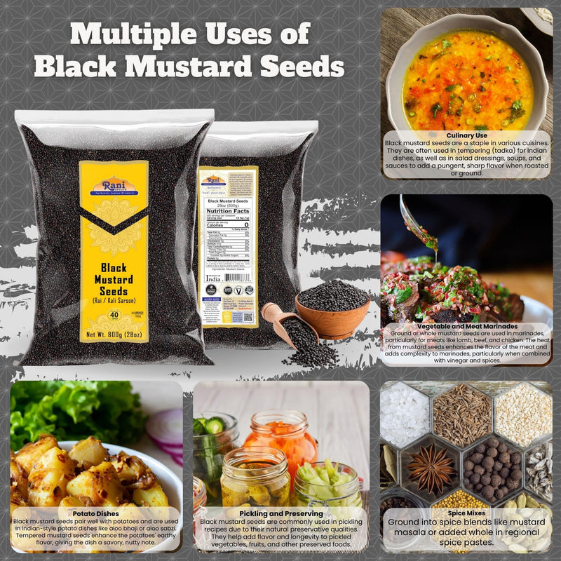 Rani Black Mustard Seeds Whole Spice (Kali Rai) 28oz (800g) ~ All Natural | Gluten Friendly | NON-GMO | Kosher | Vegan | Indian Origin