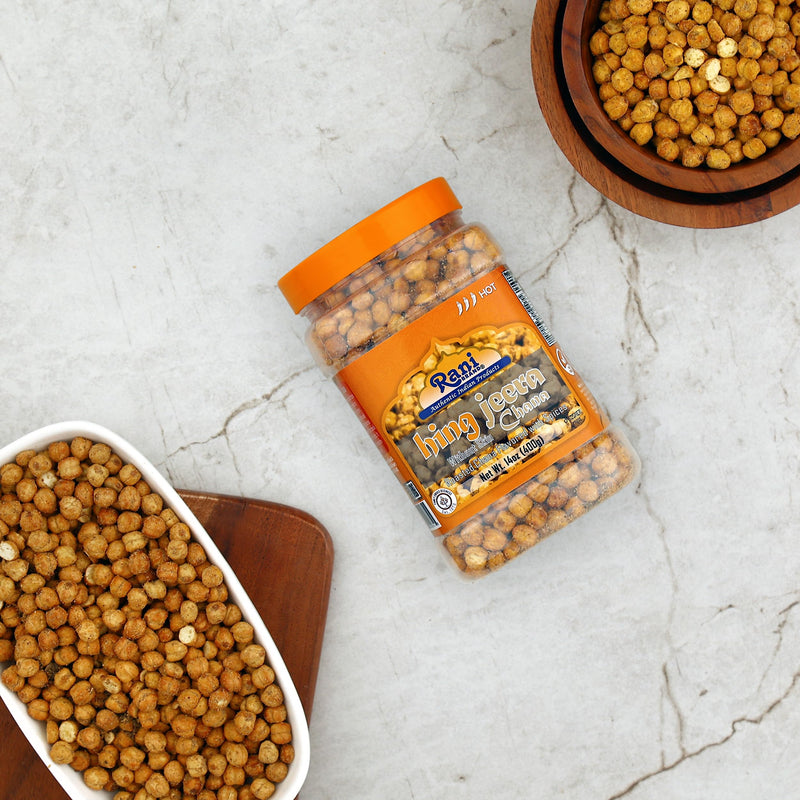 Rani Roasted Chana (Chickpeas) Hing-Jeera (Cumin-Asafetida) Flavor 14oz (400g) PET Jar ~ All Natural | Vegan | No Preservatives | Gluten Friendly | Kosher | Indian Origin |Ready to Eat | Seasoned with 9 Spices