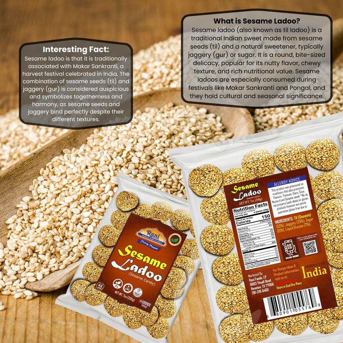 Rani Sesame Ladoo (Round Sesame Brittle Candy) 7oz (200g) {4 Sizes Available}
