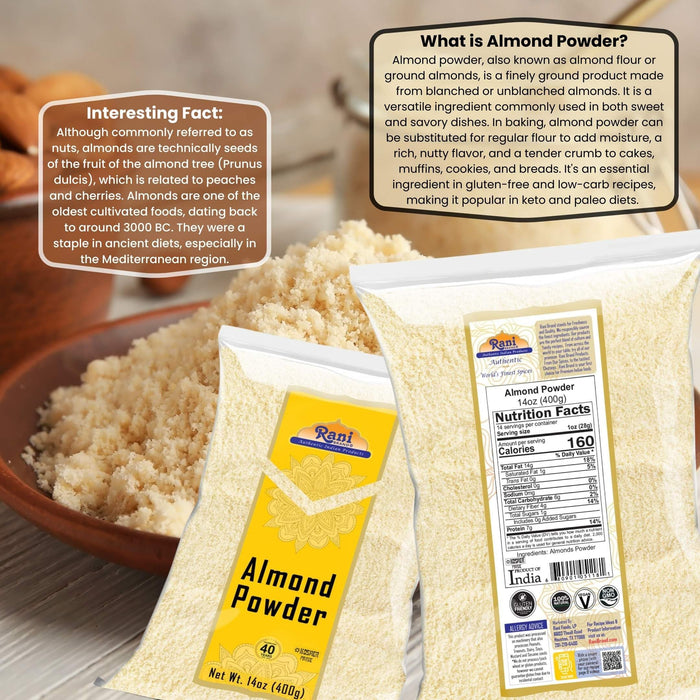 Rani Almonds Powder 14oz (400g) ~ All Natural | Gluten Friendly | NON-GMO | Kosher | Vegan | Product of USA