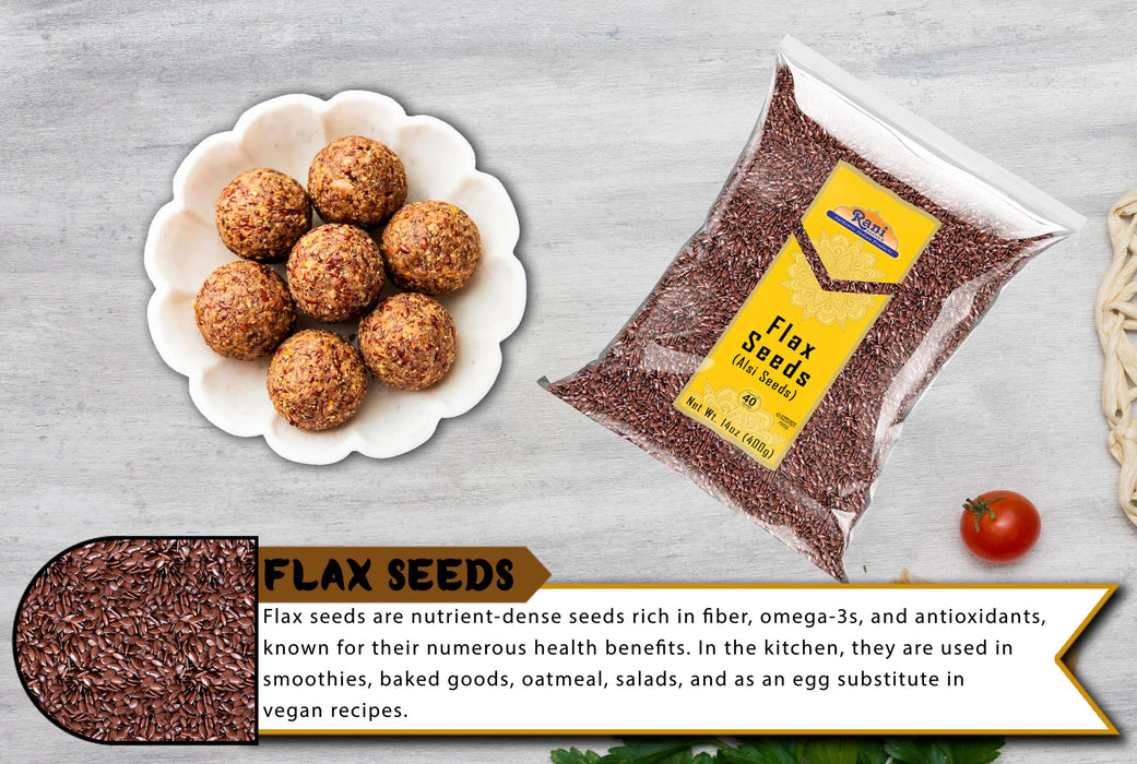 Rani Flax Seeds Whole Raw (Alsi, Linum usitatissimum) 14oz (400g) ~ All Natural | Gluten Friendly | Non-GMO | Vegan | Indian Origin