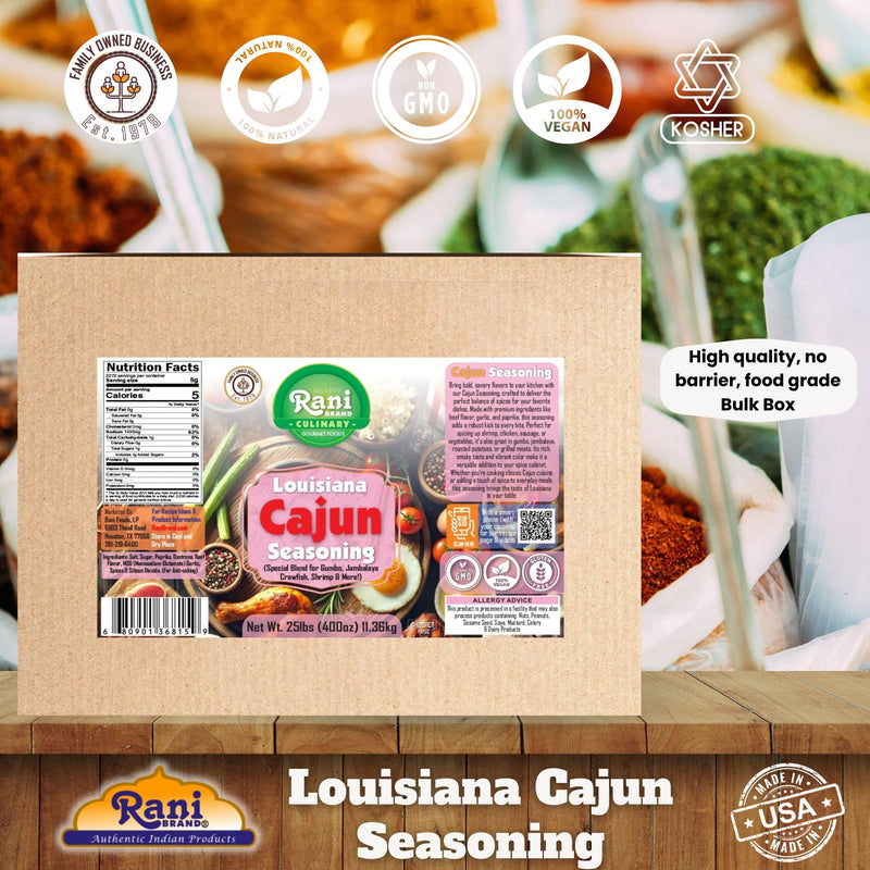 Rani Louisiana Cajun Seasoning (Special Blend for Gumbo, Jambalaya Crawfish, Shrimp) 400oz (25lbs) 11.36kg Bulk Box ~ All Natural | Gluten Friendly | NON-GMO | Kosher | Vegan | Product of USA