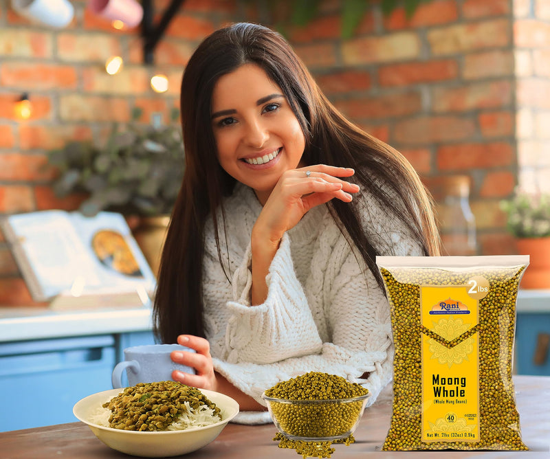 Rani Moong Whole (Ideal for cooking & sprouting, Whole Mung Beans with skin) Lentils Indian 32oz (2lbs) 908g ~ All Natural | Gluten Friendly | Non-GMO | Kosher | Vegan | Indian Origin
