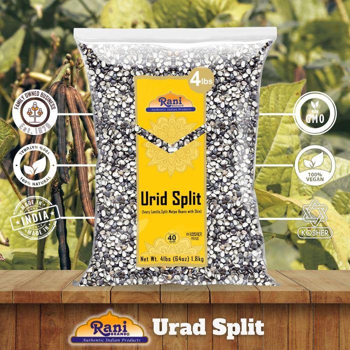 Rani Urid/Urad Split Chilka (Split Matpe Beans with Skin) Indian Lentils 64oz (4lbs) 1.81kg ~ All Natural | Gluten Friendly | NON-GMO | Kosher | Vegan | Indian Origin