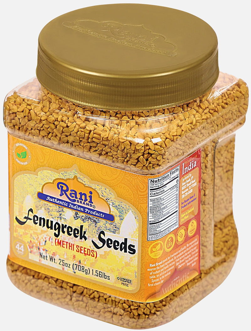 Rani Fenugreek (Methi) Seeds Whole 25oz (1.56lbs) 708g PET Jar, Trigonella foenum graecum ~ All Natural | Vegan | Gluten Friendly | Non-GMO | Kosher