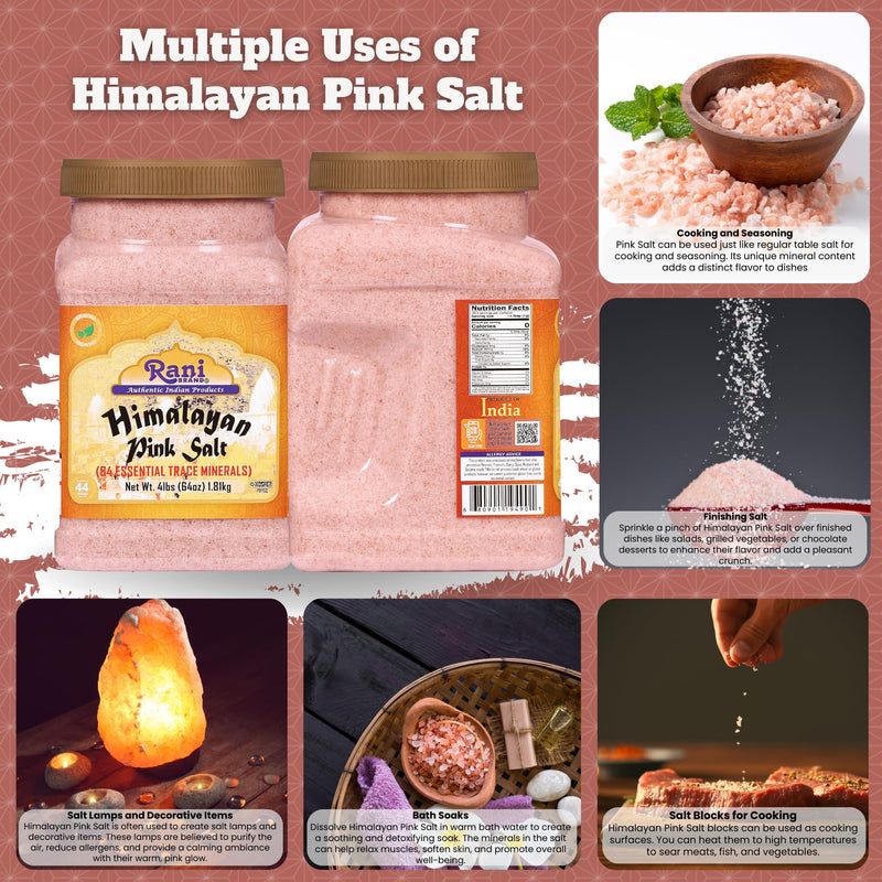 Rani Himalayan Pink Salt Powder (84 Essential Trace Minerals) 64oz (4lbs) 1.81kg PET Jar ~ All Natural | Vegan | Gluten Friendly | NON-GMO | Kosher | Indian Origin