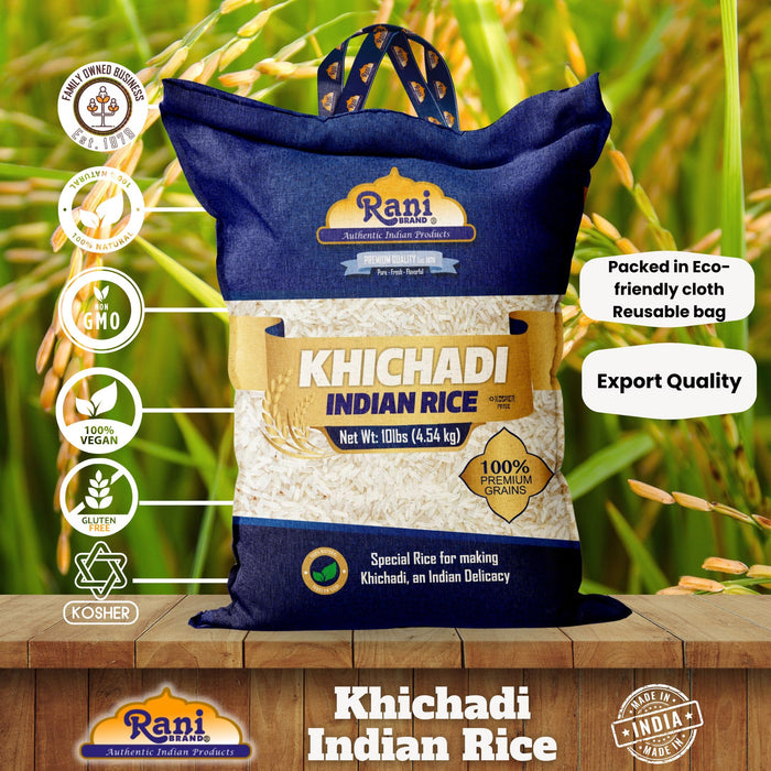 Rani Khichadi Indian Rice 160oz (10lbs) 4.54kg Cloth Bag ~ All Natural | Gluten Friendly | Vegan | Kosher | Export Quality | Indian Origin