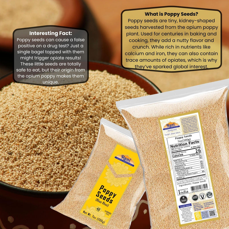 Rani White Poppy Seeds Whole (Khus Khus) Indian Spice 7oz (200g) ~ All Natural | Vegan | Gluten Friendly | NON-GMO | Kosher | Indian Origin