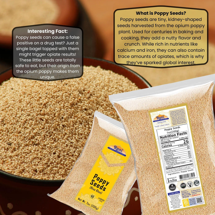 Rani White Poppy Seeds Whole (Khus Khus) Indian Spice 7oz (200g) ~ All Natural | Vegan | Gluten Friendly | NON-GMO | Kosher | Indian Origin