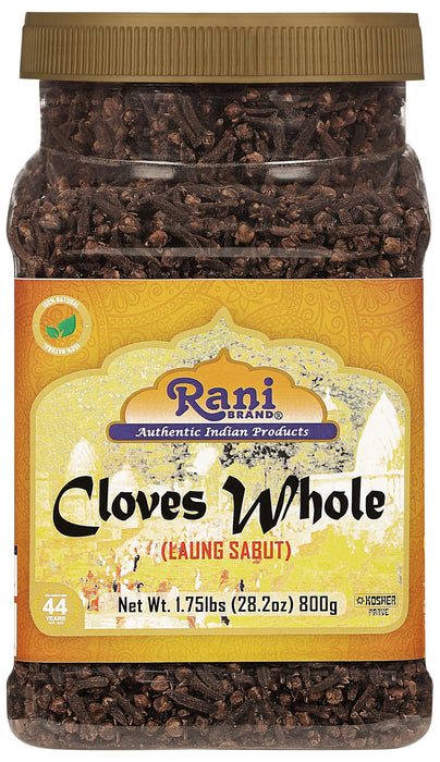 Rani Cloves Whole (Laung) 28oz (800g) Great for Food, Tea, Pomander Balls and Potpourri, Hand Selected, Spice, PET Jar ~ All Natural | NON-GMO | Kosher | Vegan