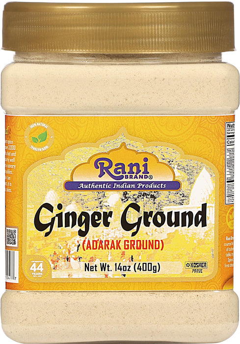 Rani Ginger (Adarak) Powder Ground, Spice 14oz (400g) PET Jar ~ Natural | Vegan | Gluten Friendly  | NON-GMO | Kosher | Indian Origin