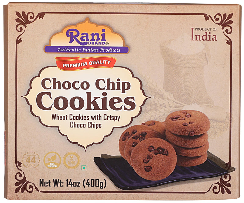 Rani Choco Chip Cookies (Wheat Cookies with Crispy Choco Chips) 14oz (400g) Premium Quality Indian Cookies ~ All Natural | Vegan | Non-GMO | Indian Origin