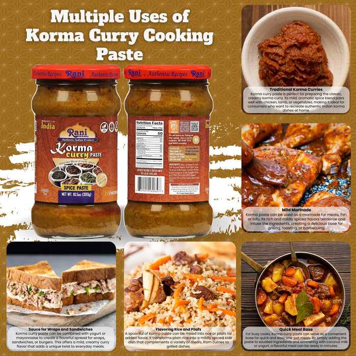 Rani Korma Curry Cooking Spice Paste 10.5oz (300g) Glass Jar ~ No Colors | All Natural | NON-GMO | Kosher | Vegan | Gluten Free | Indian Origin
