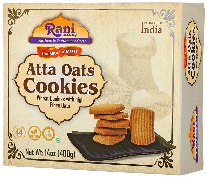 Rani Atta Oats Cookies (Wheat Cookies with High Fibre Oats) 14oz (400g) Pack of 3+1 FREE, Premium Quality Indian Cookies ~ All Natural | Vegan | Non-GMO | Indian Origin