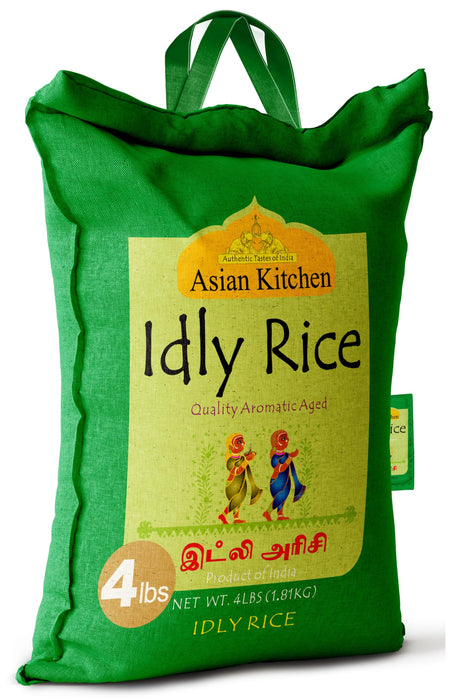 Asian Kitchen Idly (Idli) Rice 4-Pound Bag, 4lbs (1.81kg) Short Grain Rice ~ All Natural | Gluten Friendly | Vegan | Indian Origin | Export Quality