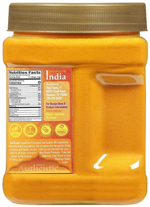Rani Turmeric (Haldi) Root Powder Spice, (High Curcumin Content) 16oz (1lb) 454g PET Jar, Pack of 6 ~ All Natural | 100% Pure, Salt Free | Vegan | Gluten Friendly | NON-GMO | Indian Origin