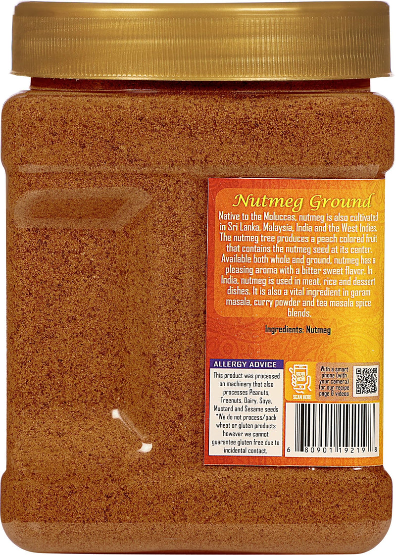 Rani Nutmeg (Jaiphul) Ground Powder Spice 16oz (1lb) 454g PET Jar ~ Perfect for Baking, Cooking, Smothies, Lattes & Dessert, All Natural | Vegan | Gluten Friendly | NON-GMO | Kosher | Indian Origin