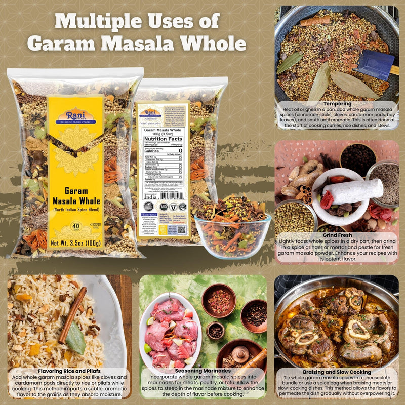 Rani Garam Masala Indian 11-Whole Spices Blend 3.5oz (100g) ~ All Natural, Salt-Free | Vegan | No Colors | Gluten Friendly | NON-GMO | Kosher | Indian Origin