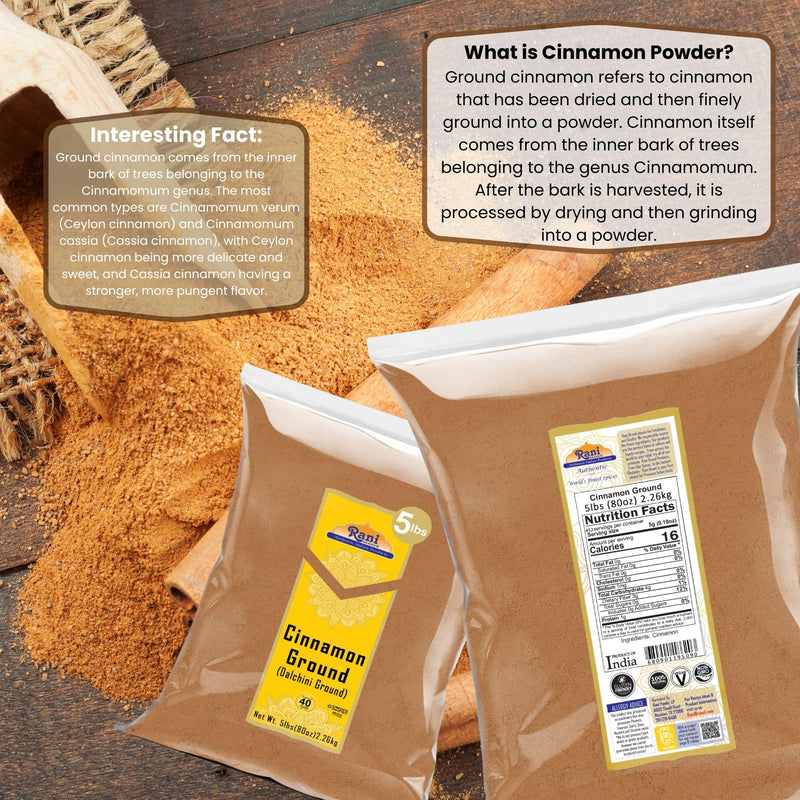 Rani Cinnamon Powder (Ground) Spice 80oz (5lbs) 2.27kg Bulk ~ All Natural | Salt-Free | Vegan | No Colors | Gluten Friendly | NON-GMO | Kosher
