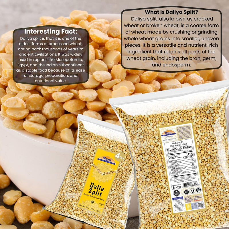 Rani Daliya Split (Roasted Split Chickpeas Dalia) 4lbs (64oz) ~ All Natural | Vegan | Kosher | Indian Origin
