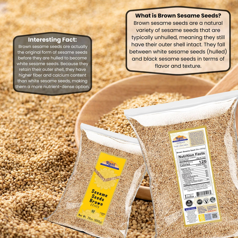 Rani Sesame Seeds Whole Raw (Till) Brown 28oz (800gm) ~ All Natural | Gluten Friendly | NON-GMO | Kosher | Vegan | Indian Origin