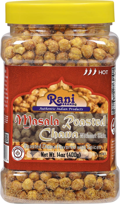 Rani Roasted Chana (Chickpeas) Masala Flavor 14oz (400g) PET Jar ~ All Natural | Vegan | No Preservatives | Gluten Friendly | Kosher | Indian Origin | Great Snack, Ready to Eat | Seasoned with 7 Spices