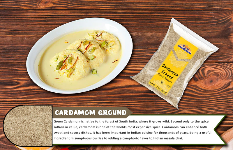 Rani Cardamom (Elachi) Ground, Powder Indian Spice 3.5oz (100g) ~ All Natural | No Color added | Gluten Friendly | Vegan | NON-GMO | Kosher | No Salt or filler