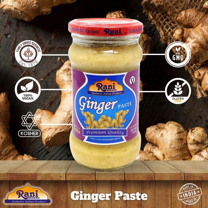 Rani Ginger Cooking Paste 10.58oz (300g) Glass Jar, Pack of 5+1 FREE ~ Vegan | Gluten Free | NON-GMO | No Colors | Indian Origin