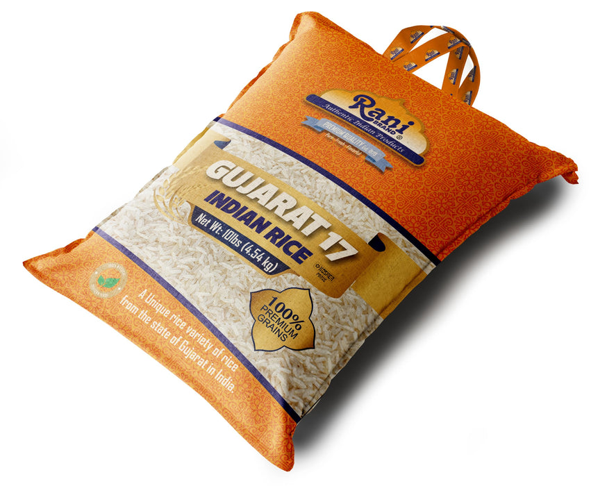 Rani Gujarat 17 Indian Rice 160oz (10lbs) 4.54kg Cloth Bag ~ All Natural | Gluten Friendly | Vegan | Kosher | Export Quality | Indian Origin