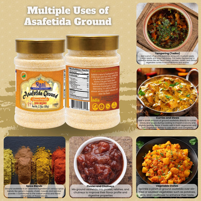 Rani Asafetida (Hing) Ground 3.75oz (106g) Gluten Friendly ~ All Natural | Salt Free | Vegan | Non-GMO| Kosher | Best for Onion Garlic Substitute