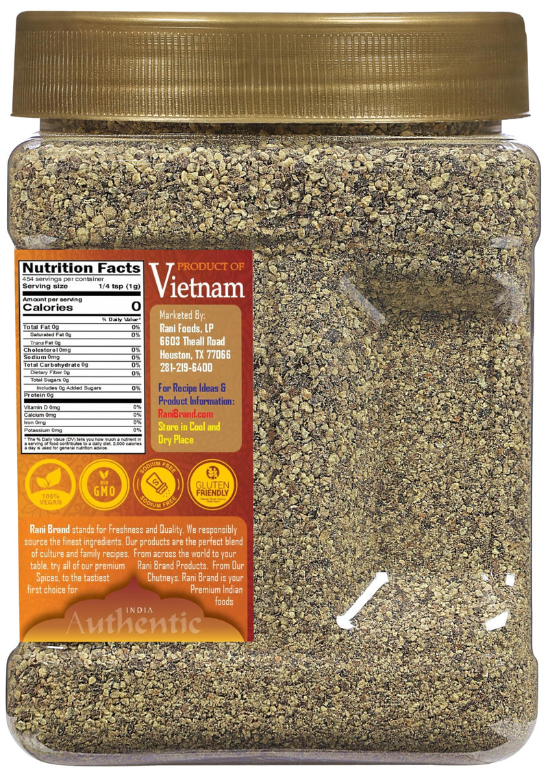Rani Black Pepper Coarse Ground 28 Mesh (Table Grind), 16oz (1lb) 454g PET Jar ~ All Natural | Vegan | Gluten Friendly | NON-GMO | Kosher