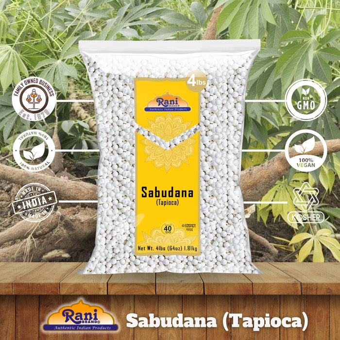 Rani Sabudana (Tapioca / Sago) Pearls, 64oz (4lbs) 1.81kg Bulk ~ All Natural | Vegan | No Colors | NON-GMO | Kosher | Indian Origin