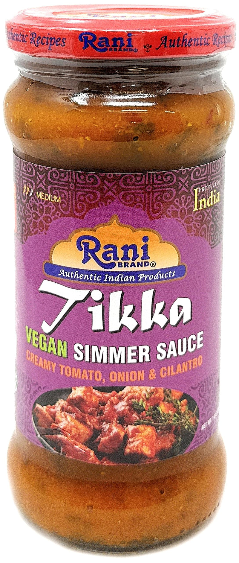 Rani Tikka Curry Vegan Simmer Sauce (Creamy Tomato, Onion & Cilantro) 14oz (400g) Glass Jar, Pack of 5 +1 FREE ~ Easy to Use | Vegan | No Colors