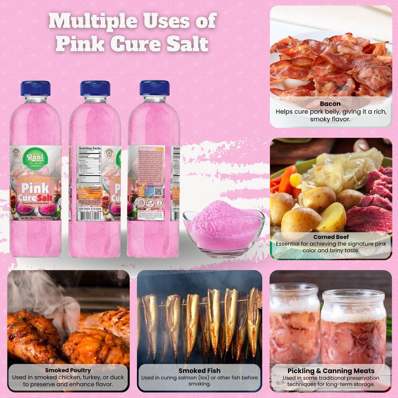 Rani Pink Cure Salt (Special Salt for Curing Meats) 28oz (1.75lbs) 800g PET Jar ~ All Natural | Gluten Friendly | NON-GMO | Kosher | Vegan | Product of USA
