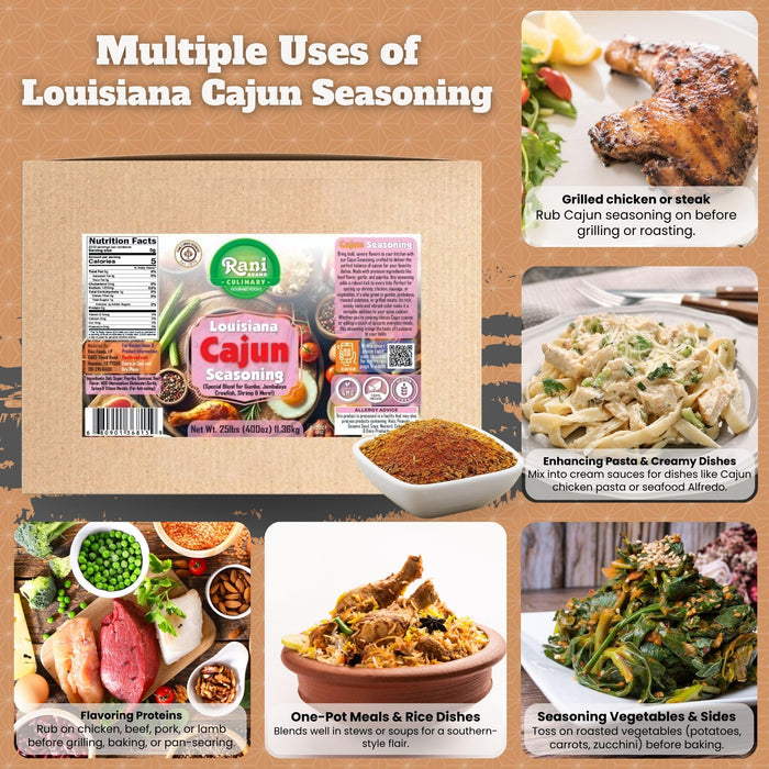 Rani Louisiana Cajun Seasoning (Special Blend for Gumbo, Jambalaya Crawfish, Shrimp) 400oz (25lbs) 11.36kg Bulk Box ~ All Natural | Gluten Friendly | NON-GMO | Kosher | Vegan | Product of USA
