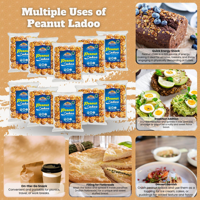 Rani Peanut Ladoo (Round Peanut Brittle Candy) 7oz (200g) x Pack of 10 ~ All Natural | Vegan | Kosher | No Colors | Gluten Friendly | Indian Origin