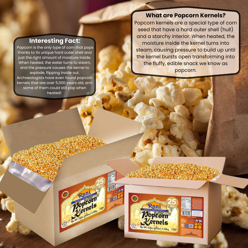 Rani Popcorn Kernels 400oz (25lbs) 11.36kg Bulk, Perfect for Stovetop, Microwave & Popcorn Machines ~ All Natural | Gluten Friendly | Vegan | NON-GMO | Kosher | Product of USA