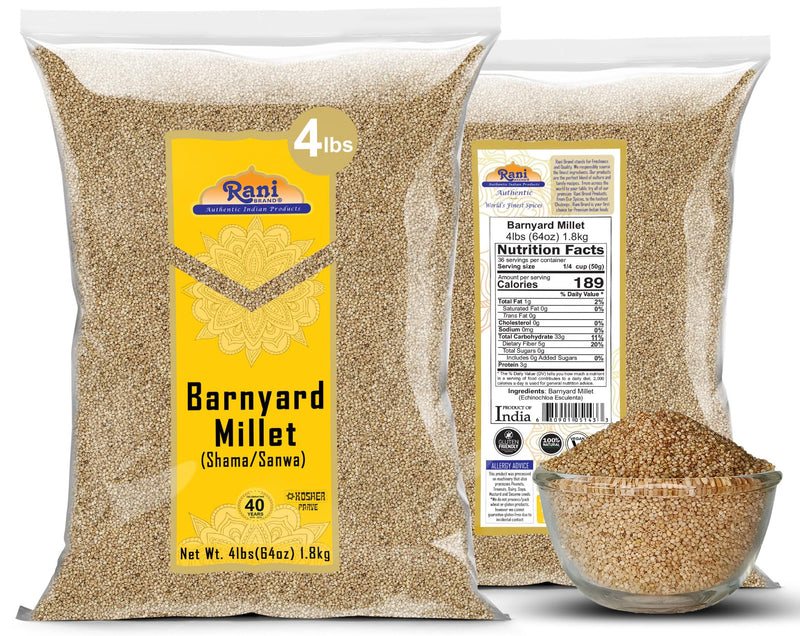 Rani Barnyard Millet (Echinochloa Esculenta Frumantacea) Whole Ancient Grain Seeds 64oz (4lbs) 1.81kg Bulk ~ All Natural | Gluten Friendly | NON-GMO | Kosher | Vegan | Indian Origin | Shama/Sanwa