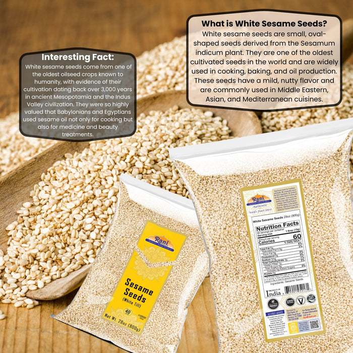 Rani Sesame Seeds Whole White, Hulled (Till) 28oz (800gm) ~ All Natural | Gluten Friendly | NON-GMO | Kosher | Vegan | Indian Origin