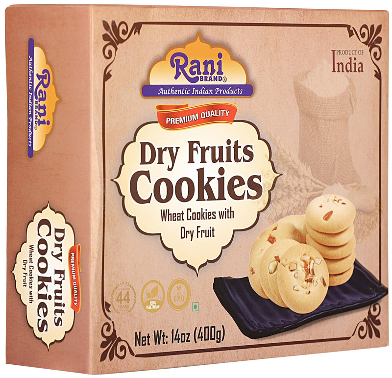 Rani Cookies Variety Pack of 4 (Jeera, Choco Chip, Dry Fruits, Atta) 14oz (400g) each, Premium Quality Indian Cookies ~ Vegan | Non-GMO | Indian Origin