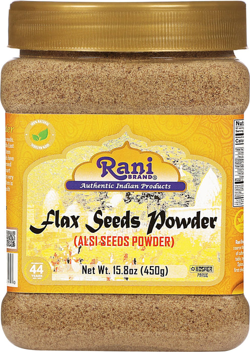 Rani Flax Seeds Powder (Alsi, Linum usitatissimum) 15.8oz (450g) PET Jar ~ All Natural | Gluten Friendly | Non-GMO | Vegan | Indian Origin