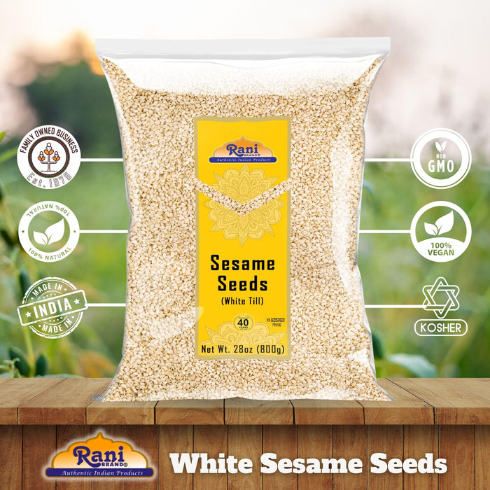 Rani Sesame Seeds Whole White, Hulled (Till) 28oz (800gm) ~ All Natural | Gluten Friendly | NON-GMO | Kosher | Vegan | Indian Origin