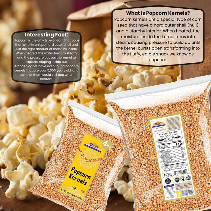 Rani Popcorn Kernels 64oz (4lbs) 1.81kg Bulk, Perfect for Stovetop, Microwave & Popcorn Machines ~ All Natural | Gluten Friendly | Vegan | NON-GMO | Kosher | Product of USA